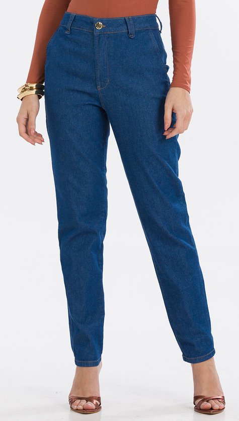 Calça Jeans Feminina Mom Bolso Faca