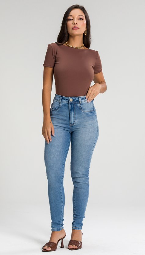 Calça Jeans Feminina Skinny Alta Clássica